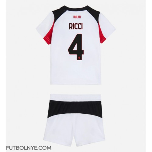 Camiseta AC Milan Samuele Ricci #4 Visitante Equipación para niños 2025-26 manga corta (+ pantalones cortos)